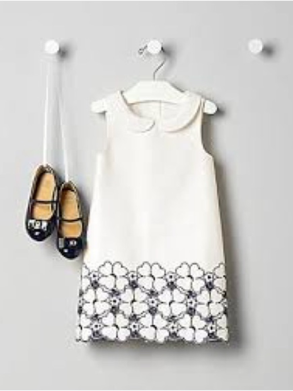 Janie & Jack Mini Floral Dress in White & Blue Size 4 Like New